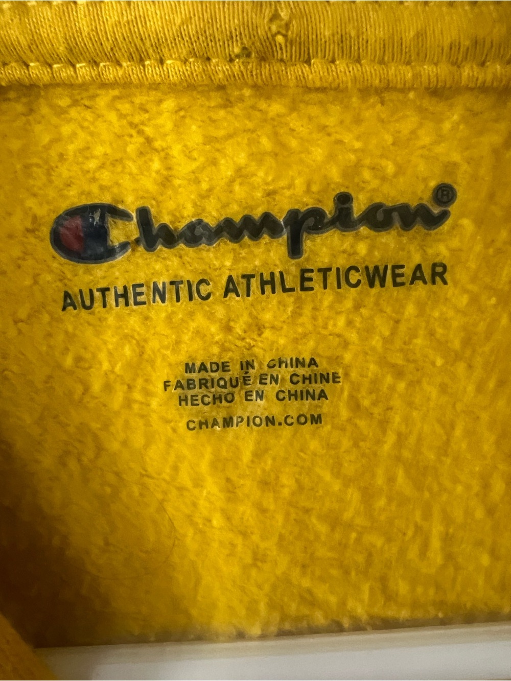 Champion Men’s Yellow Crewneck Hoodie Pullover - Picture 4 of 4